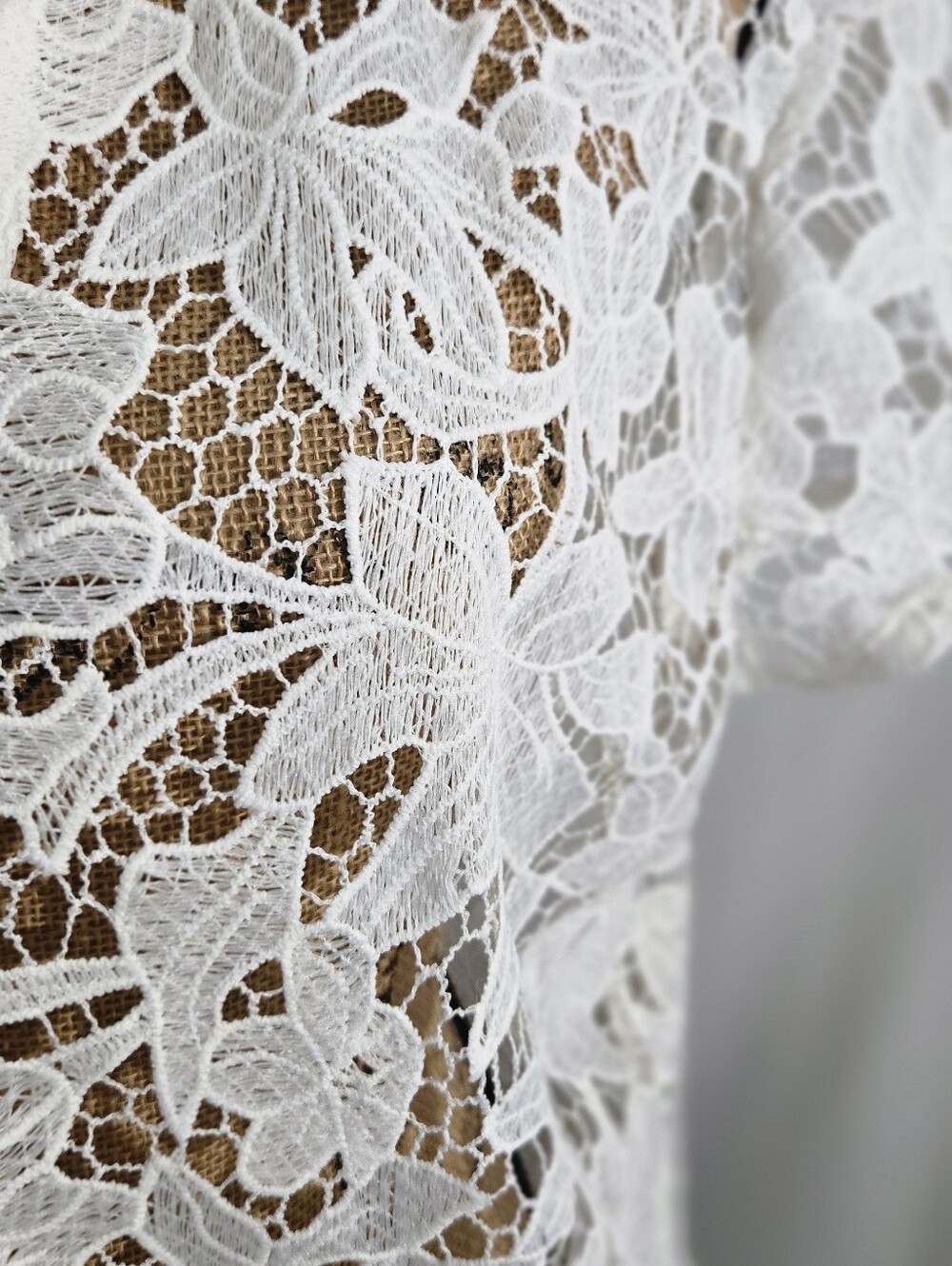 Shade & Shore White Lace Button-Down Top - Picture 5 of 7